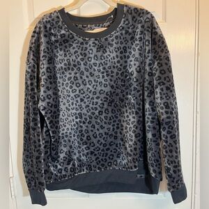 New Directions Studio Elegant Black and Gray Leopard Print Sweater Size Large